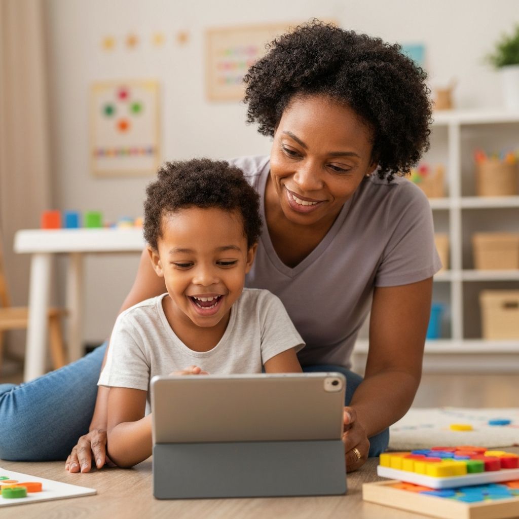 Parent and child learning together safely